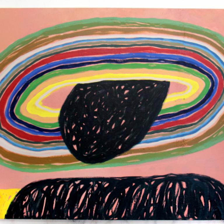 Abel Macias, B.F.A., illustration, 2002, "A Pink Sky," oil on canvas, 46" x 64", 2018. Courtesy of the artist.