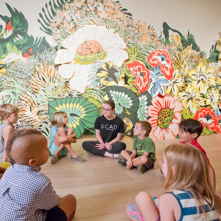 Children sitting in circle for story time