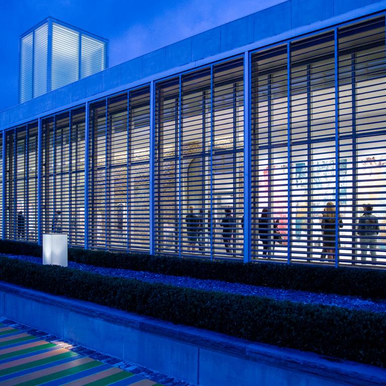 View of Pamela Elaine Poetter Gallery from the exterior of SCAD Museum of Art
