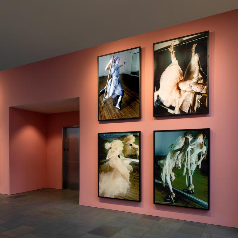 Installation view of Karl Lagerfeld photographs at SCAD Museum of Art