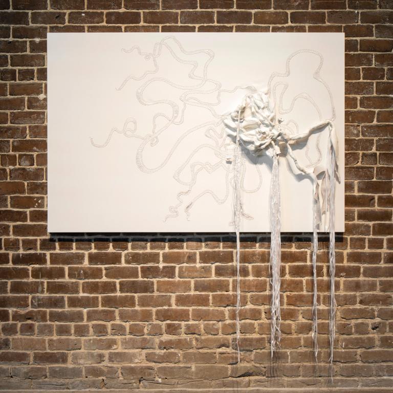 Installation view of Nicholas Hlobo exhibit