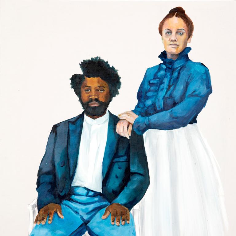 Watercolor portrait of William and Ellen Craft