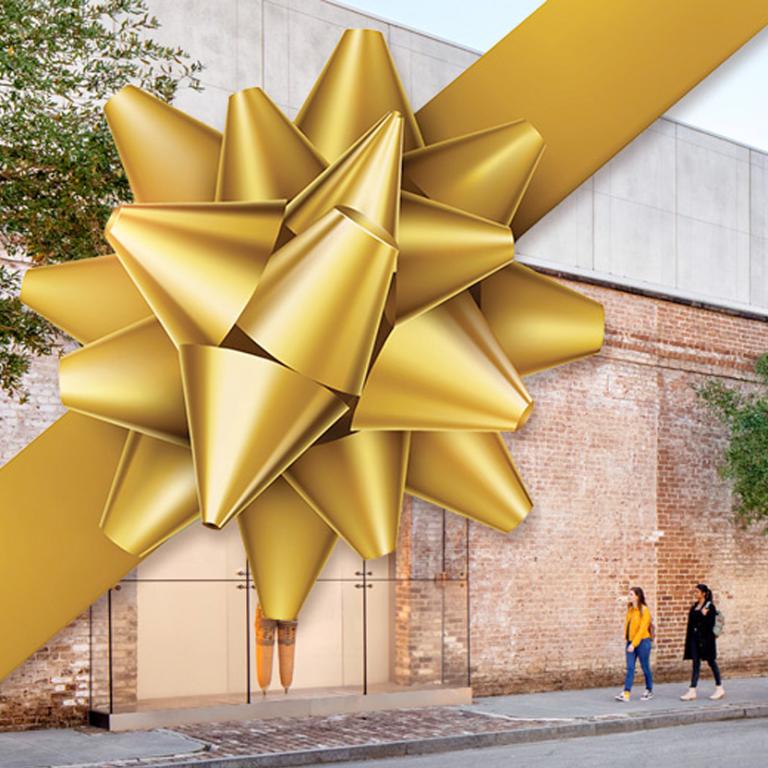 exterior of MoA with a ribbon