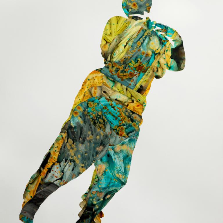 M. Florine Démosthène, "The Struggle Makes You Beautiful," 2023, acrylic on Mylar, 50 x 38 in. Courtesy of the artist.