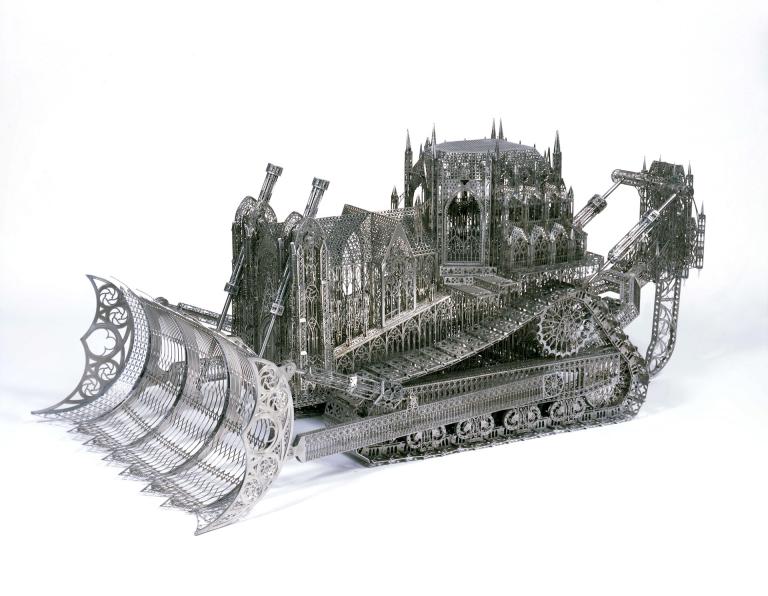 Wim Delvoye, “D-11 Scale Model 2.0,” laser-cut stainless steel, 2008. Courtesy of Sperone Westwater Gallery, New York City.