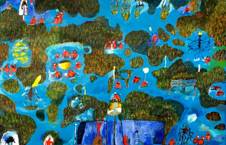 Enid Blechman, M.F.A. painting, 2013, "Bladderwort," acrylic and colored pencil on paper, 40" x 56", 2016. Courtesy of the artist.