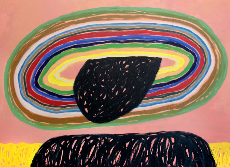 Abel Macias, B.F.A., illustration, 2002, "A Pink Sky," oil on canvas, 46" x 64", 2018. Courtesy of the artist.