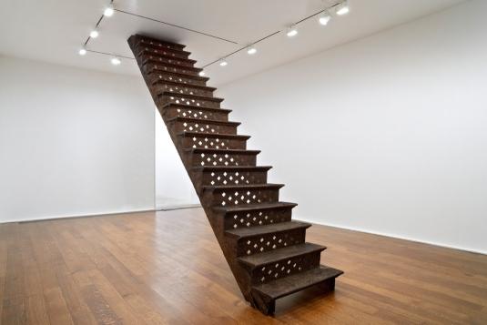 Bharti Kher, "A line through space and time," wood, paint and bindis, 217" x 38.5", 2011. Installation view. From exhibition "Bharti Kher: The hot winds that blow from the West," Hauser & Wirth, New York, 2012. Photograph by Genevieve Hanson.