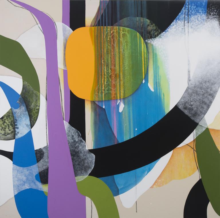 Carrie Moyer, "Pirate Jenny," acrylic and graphite on canvas, 72" x 72", 2013. Photograph courtesy of the artist and CANADA, New York.