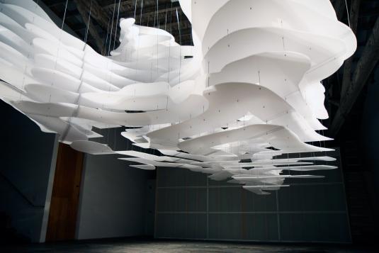 Kendall Buster, New Growth: Stratum Model (detail), poly-carbonate plastic and aircraft cable, Suyama Space, Seattle, Washington, 2009. Image courtesy of the artist. Photograph by Siemon Allen. Kendall Buster, New Growth: Stratum Model (detail), poly-carbonate plastic and aircraft cable, Suyama Space, Seattle, Washington, 2009. Image courtesy of the artist. Photograph by Siemon Allen.