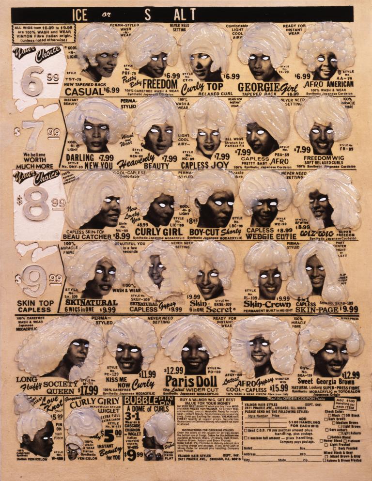 Ellen Gallagher, "DeLuxe" (detail), portfolio of 60 etchings with photogravure, tattoo engraving, aquatint, silkscreen, offset lithography, collage and plasticine sculptural additions, 2004-05. Copyright Ellen Gallagher. Courtesy of Gagosian Gallery, New York.