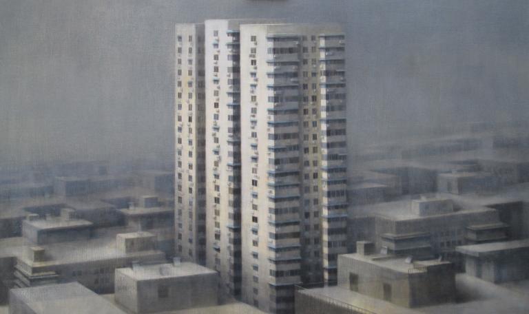 Maggie Evans, Status, oil on canvas, 35" x 60", 2014. Courtesy of the artist.