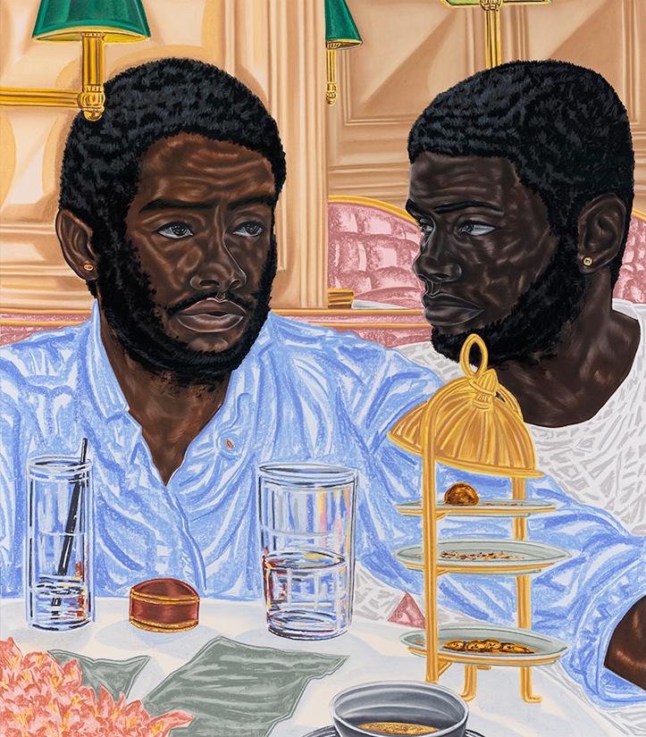 Toyin Ojih Odutola, "The Proposal," pastel, charcoal and pencil on paper, 53.5" x 47.9" x 2.5", 2017. Courtesy of the artist and Jack Shainman Gallery, New York, New York. © Toyin Ojih Odutola.