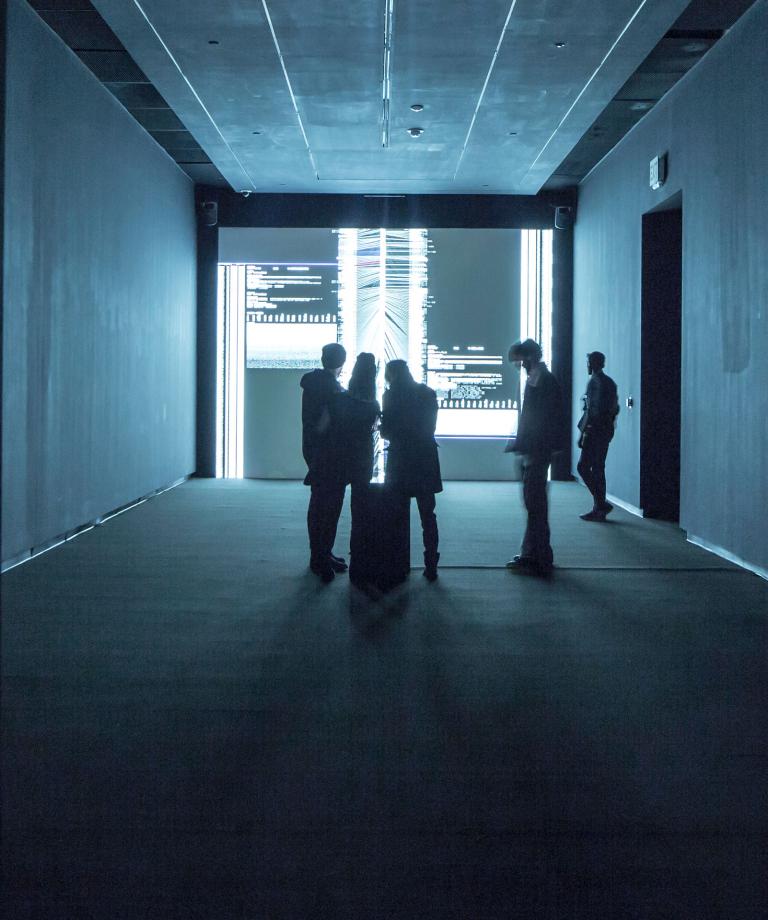 Ryoji Ikeda, “data.tron/data.scan.” Photograph by Marc Newton. Courtesy of SCAD.