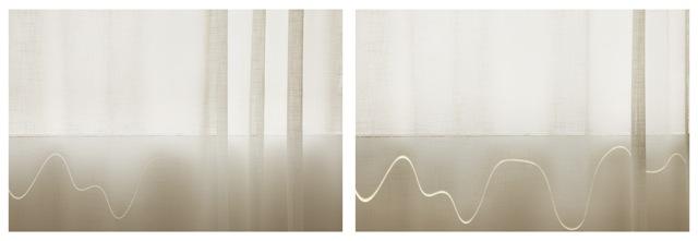 Uta Barth, "... and to draw a bright white line with light (Untitled 11.1)," inkjet prints face-mounted against matte acrylic, framed in painted aluminum frames, 37.5" x 112.75" (diptych), 2011. Courtesy of the artist and Tanya Bonakdar Gallery.