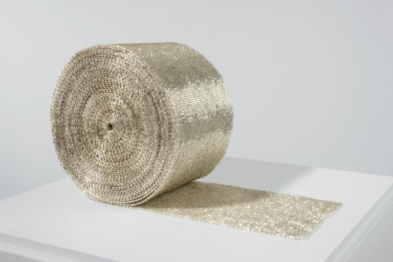 Liza Lou, Roll, cotton, glass beads, 6.75' x 6.75' x 4.75', 2007-08.