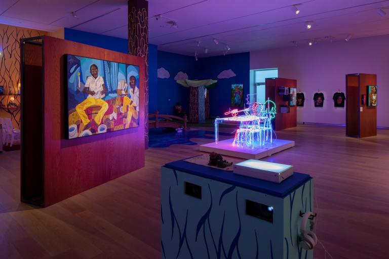 Installation view of Azikiwe Mohammed exhibit at SCAD Museum of Art