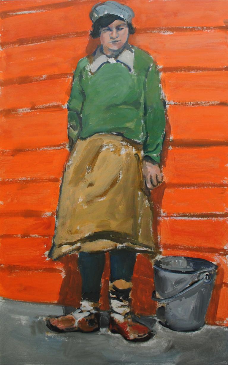 Marcus Dunn, M.F.A., painting, 2017, "Girl Leaning," acrylic on canvas, 2019. Courtesy of the artist. Marcus Dunn painting for SCAD Museum of Art exhibition