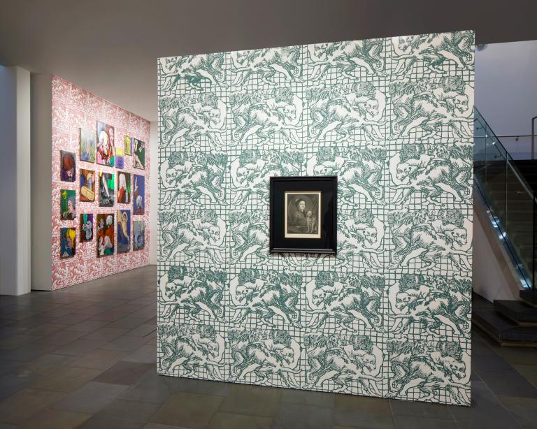Installation view of Charlie Billingham exhibition at SCAD Museum of Art
