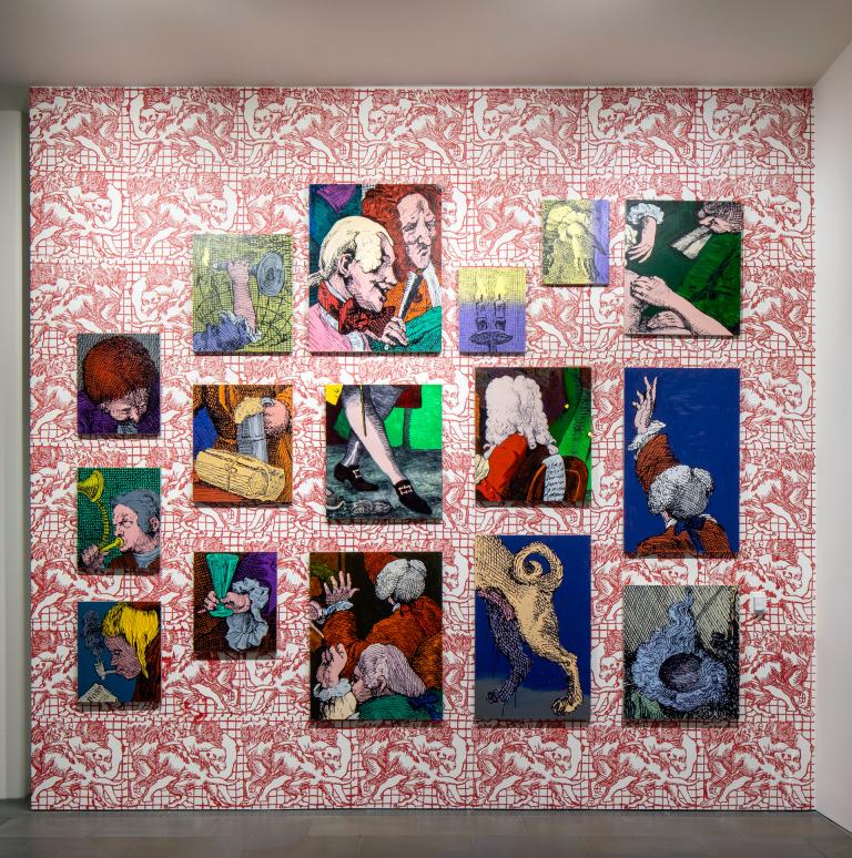 Installation view of Charlie Billingham exhibition at SCAD Museum of Art