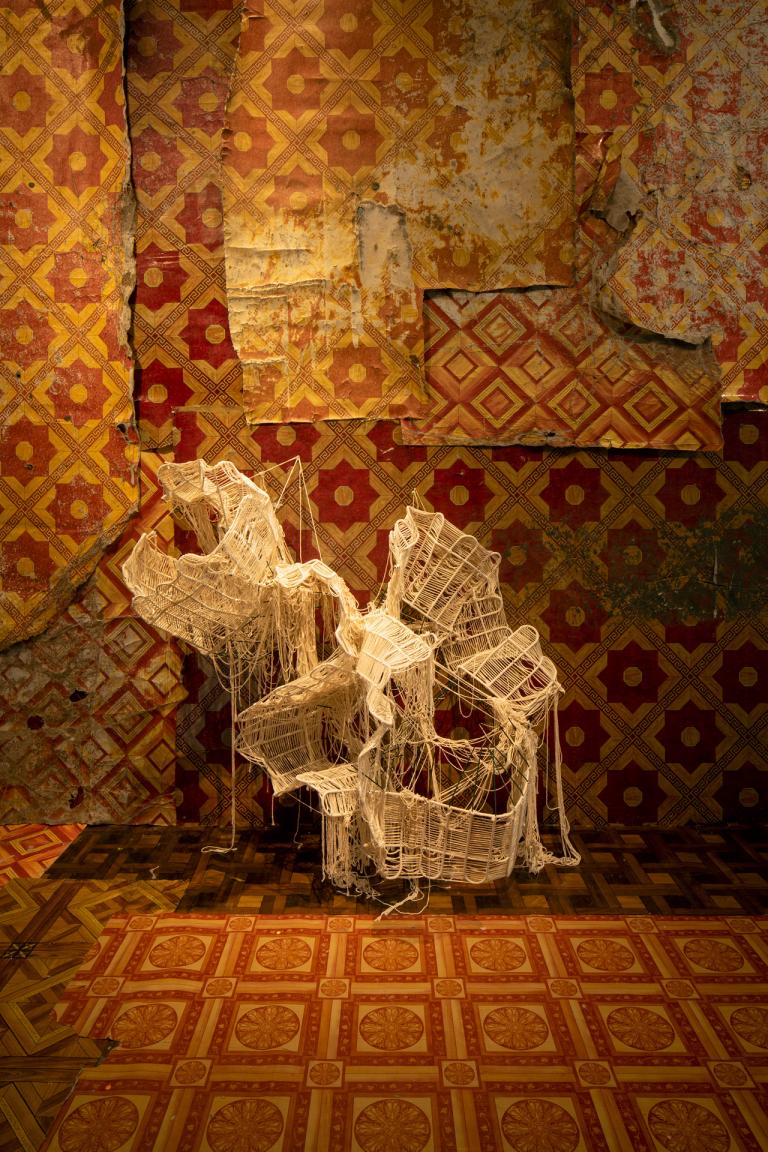 Installation views of Igshaan Adams exhibition at SCAD Museum of Art