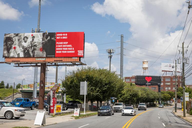 Carrie Mae Weems exhibition billboard installation photo