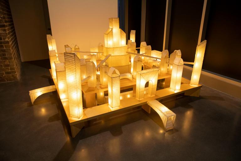 Installation views of Carlos Garaicoa exhibit at SCAD Museum