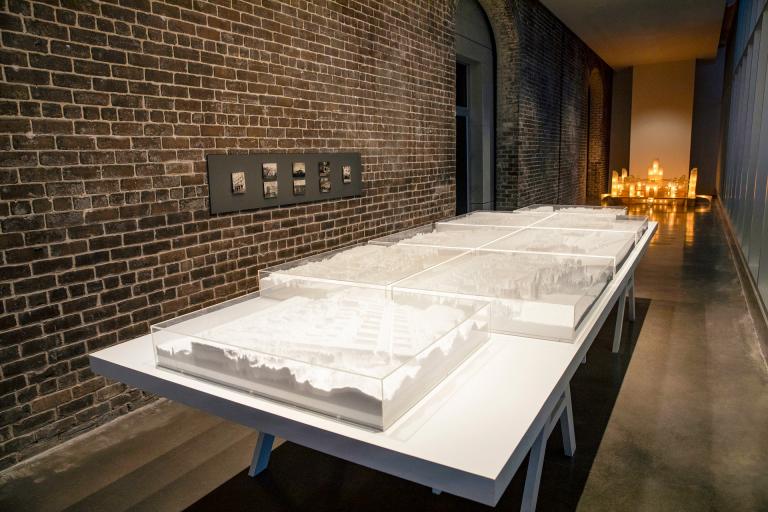 Installation views of Carlos Garaicoa exhibit at SCAD Museum