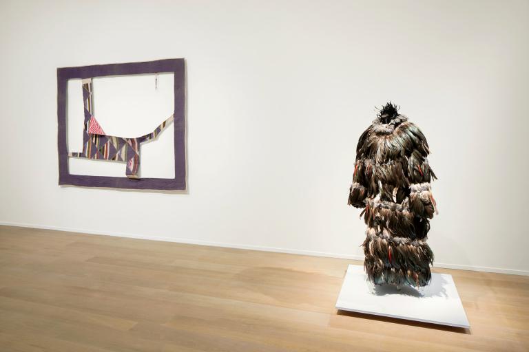Installation views of Sanford Biggers exhibit at SCAD Museum