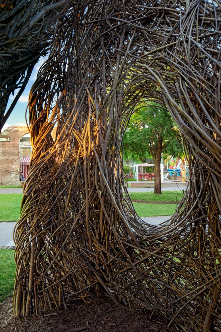 Installation views of Patrick Dougherty exhibition