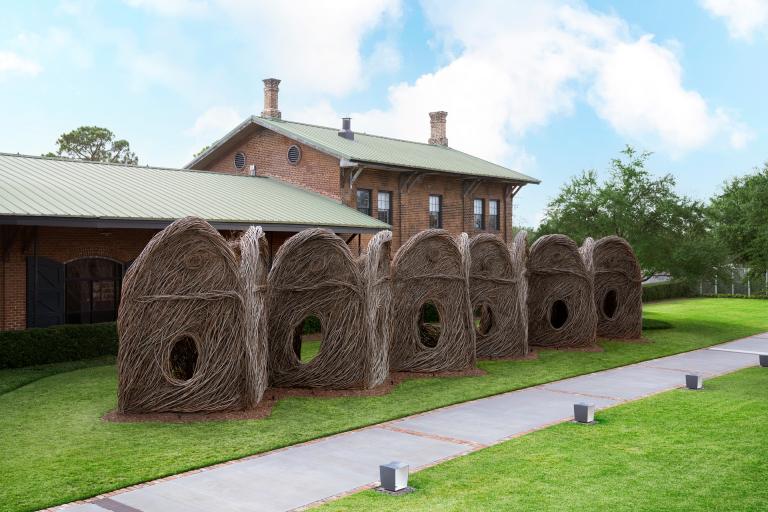 Installation views of Patrick Dougherty exhibition