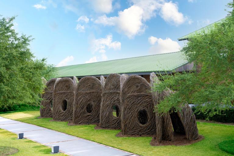 Installation views of Patrick Dougherty exhibition