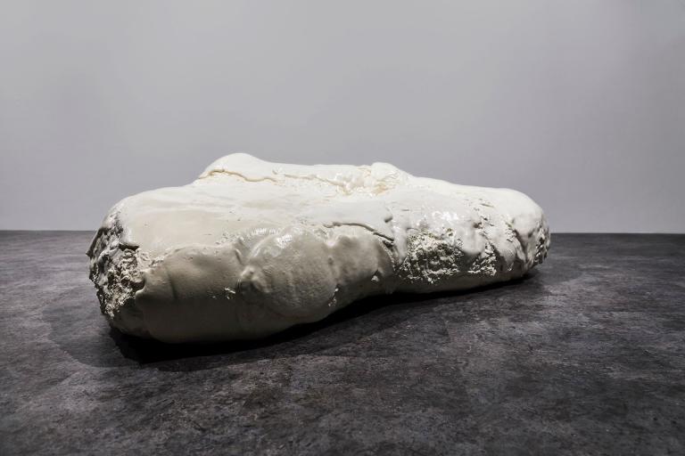 Sang Hoon Kim, "Large Meteorite," 2018, memory foam, 82 1/2 x 45 1/4 x 23 1/2 in. Courtesy of the artist and Cristina Grajales. Signature image for Sang Hoon Kim exhibition