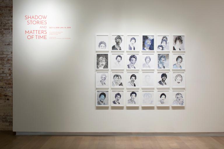 installation view of Shadow Stories and Matters of Time exhibition