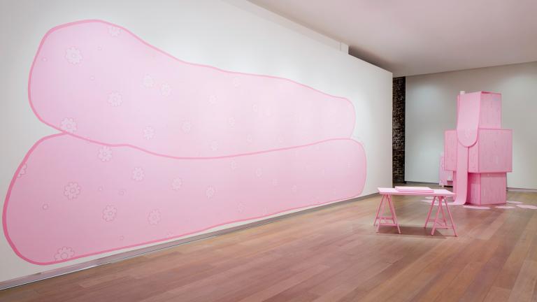 Installation view of Lily van der Stokker exhibition