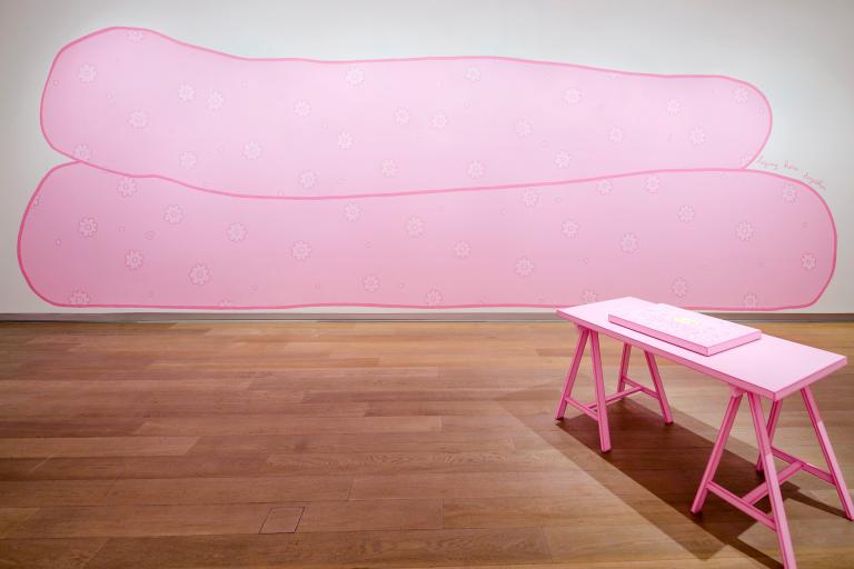 Installation view of Lily van der Stokker exhibition