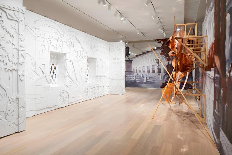 Installation image of Rachel Feinstein exhibition