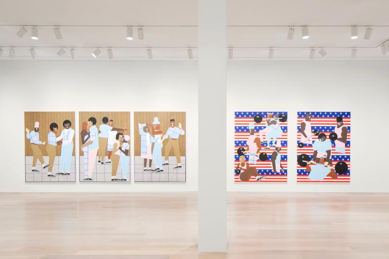 installation view of Nina Chanel Abney exhibition
