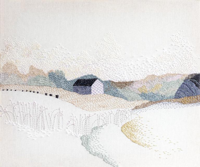 Hon Eui Chen, "In a field, I am the absence," 2023, silk and wool on linen, 24 x 20 in. Courtesy of the artist. Signature image for Hon Eui Chen exhibition