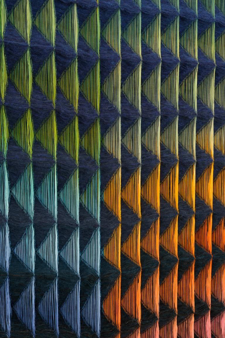 Anya Molyviatis, "Undercurrent" (detail), 2024, mohair and cotton, 56 x 85 x 2 in. Courtesy of the artist. signature image for Anya olyviatis exhibition