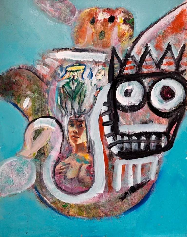 George Clinton, "Alice in my Fantasies," c. 1999, acrylic and markers on canvas, 30 x 24 in. Collection of Gordon Clark, Denver. signature image for george clinton exhibition