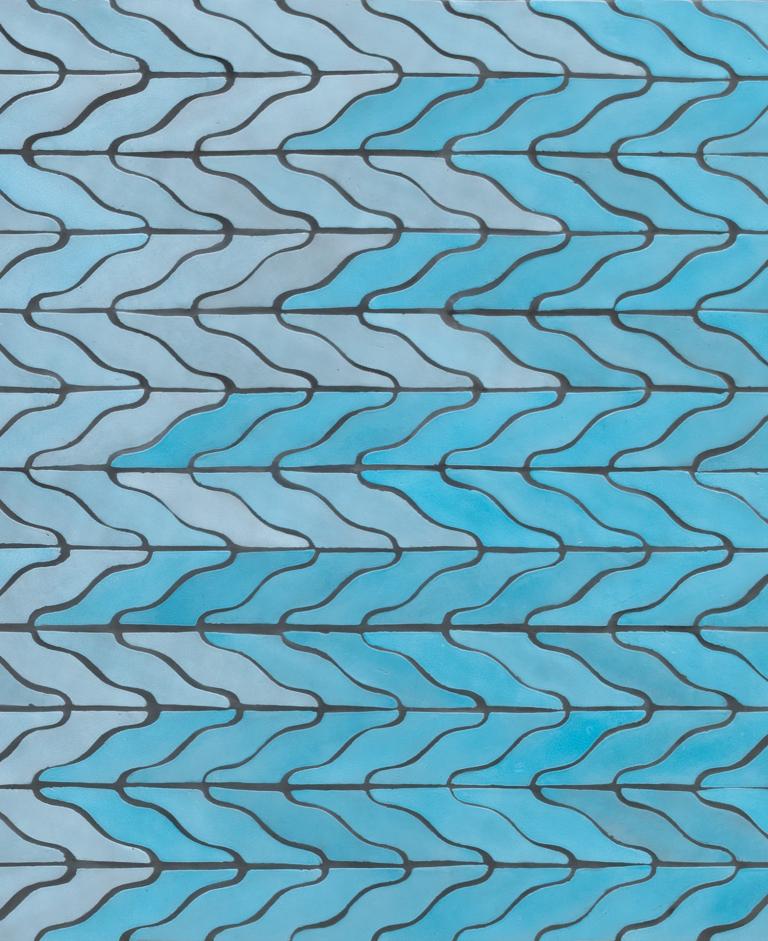 Sarah Crowner, "Wall (Wavy Arrow Terracotta)" (detail), 2018, tiles fabricated in collaboration with Cerámica Suro. Photo by Bryan Conley. signature image for Sarah Crowner exhibition