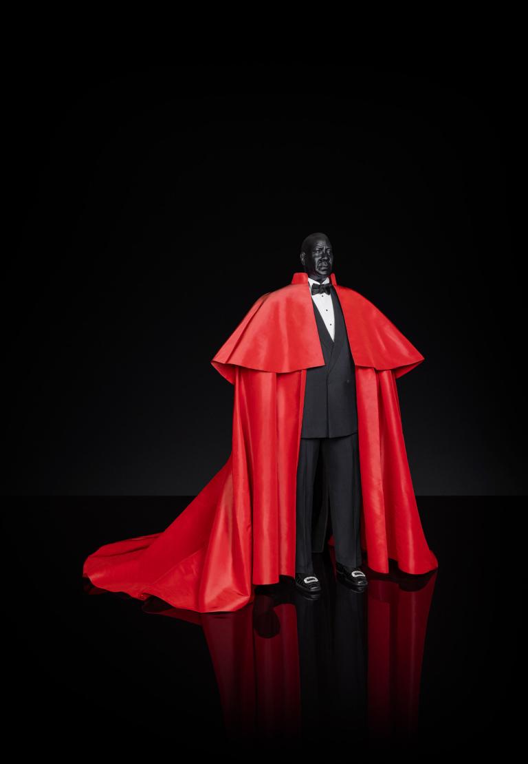 Chanel by Karl Lagerfeld scarlet silk taffeta cape. SCAD Permanent Collection. Photo by Allen Cooley (SCAD M.F.A., photography, 2009). signature image for andre leon talley exhibition